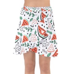 Seamless-vector-pattern-with-watermelons-mint Wrap Front Skirt