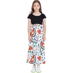 Seamless-vector-pattern-with-watermelons-mint Kids  Flared Maxi Skirt by Amaryn4rt