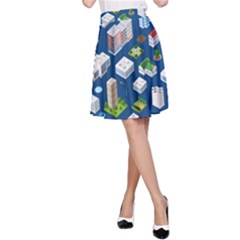 Isometric-seamless-pattern-megapolis A-line Skirt by Amaryn4rt