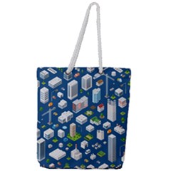 Isometric-seamless-pattern-megapolis Full Print Rope Handle Tote (large) by Amaryn4rt