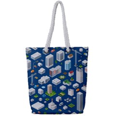 Isometric-seamless-pattern-megapolis Full Print Rope Handle Tote (small) by Amaryn4rt