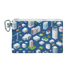 Isometric-seamless-pattern-megapolis Canvas Cosmetic Bag (medium) by Amaryn4rt