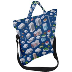 Isometric-seamless-pattern-megapolis Fold Over Handle Tote Bag by Amaryn4rt