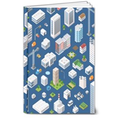 Isometric-seamless-pattern-megapolis 8  X 10  Hardcover Notebook by Amaryn4rt