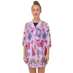 Fashion-patch-set Half Sleeve Chiffon Kimono by Amaryn4rt