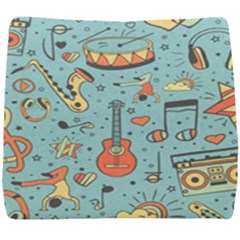 Seamless-pattern-musical-instruments-notes-headphones-player Seat Cushion by Amaryn4rt
