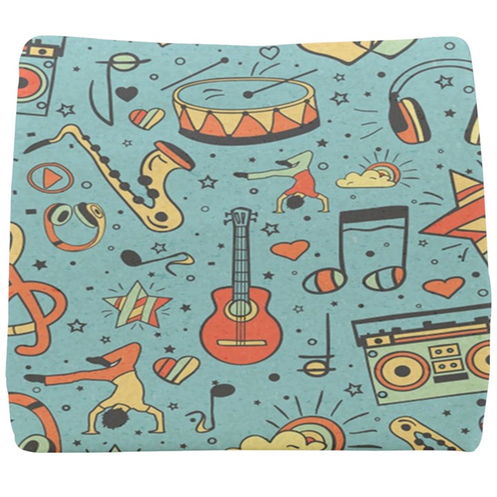 Seamless-pattern-musical-instruments-notes-headphones-player Seat Cushion