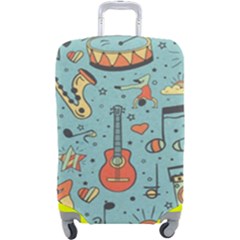 Seamless-pattern-musical-instruments-notes-headphones-player Luggage Cover (large) by Amaryn4rt