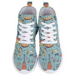 Seamless-pattern-musical-instruments-notes-headphones-player Women s Lightweight High Top Sneakers by Amaryn4rt