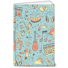 Seamless-pattern-musical-instruments-notes-headphones-player 8  X 10  Softcover Notebook