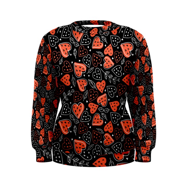 Seamless-vector-pattern-with-watermelons-hearts-mint Women s Sweatshirt