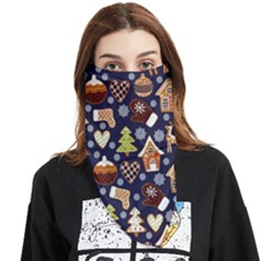 Winter-seamless-patterns-with-gingerbread-cookies-holiday-background Face Covering Bandana (triangle) by Amaryn4rt