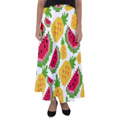 Watermelon-pattern-se-fruit-summer Flared Maxi Skirt by Amaryn4rt
