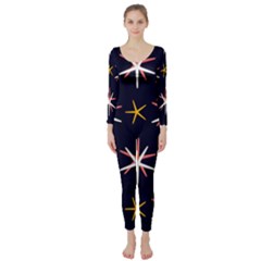 Sea-stars-pattern-sea-texture Long Sleeve Catsuit by Amaryn4rt