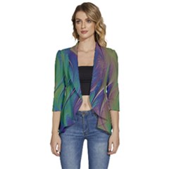 Texture-abstract-background Women s 3/4 Sleeve Ruffle Edge Open Front Jacket by Amaryn4rt