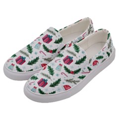 Christmas-background Men s Canvas Slip Ons