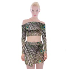 Peacock-feathers-pattern-colorful Off Shoulder Top With Mini Skirt Set by Amaryn4rt