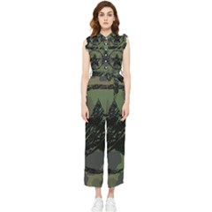 Military-camouflage-design Women s Frill Top Chiffon Jumpsuit by Amaryn4rt