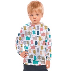 Cute-seamless-pattern-happy-kitty-kitten-cat Kids  Hooded Pullover by Amaryn4rt