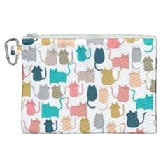 Cute-seamless-pattern-happy-kitty-kitten-cat Canvas Cosmetic Bag (xl)