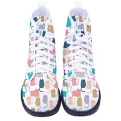 Cute-seamless-pattern-happy-kitty-kitten-cat Men s High-top Canvas Sneakers