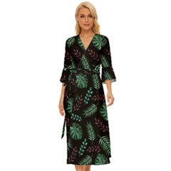 Geometric-seamless-pattern Midsummer Wrap Dress