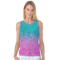 Pink And Turquoise Glitter Women s Basketball Tank Top