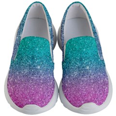 Pink And Turquoise Glitter Kids Lightweight Slip Ons