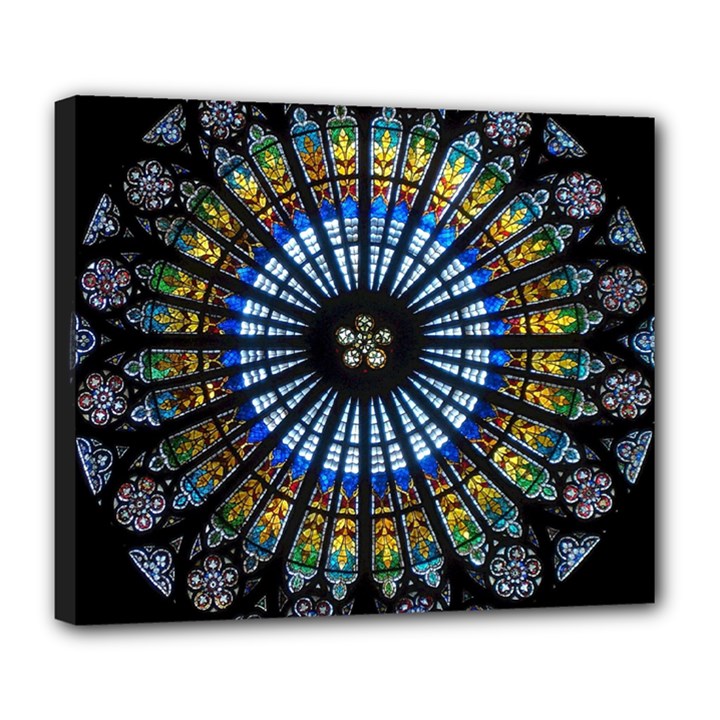 Mandala Floral Wallpaper Rose Window Strasbourg Cathedral France Deluxe Canvas 24  x 20  (Stretched)