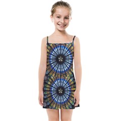 Mandala Floral Wallpaper Rose Window Strasbourg Cathedral France Kids  Summer Sun Dress by Sarkoni