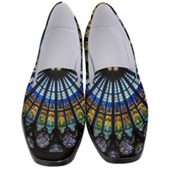 Mandala Floral Wallpaper Rose Window Strasbourg Cathedral France Women s Classic Loafer Heels