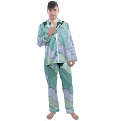 Winter Snow Mountains Nature Men s Long Sleeve Satin Pajamas Set by Pakjumat