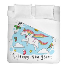 Merry Christmas Xmas Doodle Sketch Cartoon Unicorn Duvet Cover (full/ Double Size) by Pakjumat