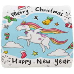 Merry Christmas Xmas Doodle Sketch Cartoon Unicorn Seat Cushion by Pakjumat