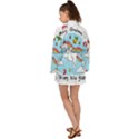 Merry Christmas Xmas Doodle Sketch Cartoon Unicorn Long Sleeve Kimono View2