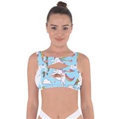 Merry Christmas Xmas Doodle Sketch Cartoon Unicorn Bandaged Up Bikini Top by Pakjumat