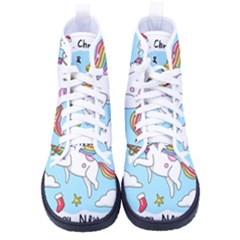 Merry Christmas Xmas Doodle Sketch Cartoon Unicorn Women s High-top Canvas Sneakers by Pakjumat