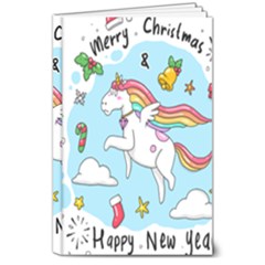 Merry Christmas Xmas Doodle Sketch Cartoon Unicorn 8  X 10  Hardcover Notebook by Pakjumat