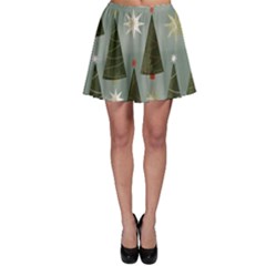 Christmas Trees Pattern Wallpaper Skater Skirt by Pakjumat