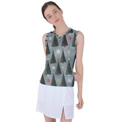 Christmas Trees Pattern Wallpaper Women s Sleeveless Sports Top by Pakjumat