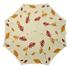 Leaves Autumn Fall Background Straight Umbrellas by Pakjumat