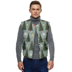 Christmas Trees Pattern Wallpaper Men s Button Up Puffer Vest	 by Pakjumat