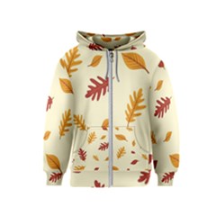 Leaves Autumn Fall Background Kids  Zipper Hoodie by Pakjumat