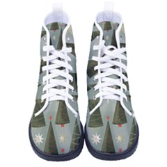 Christmas Trees Pattern Wallpaper Women s High-top Canvas Sneakers by Pakjumat