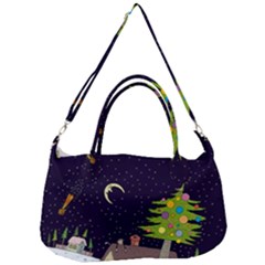 House Tree Man Moon Night Stars Removable Strap Handbag by Pakjumat