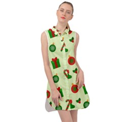 Festive Background Holiday Background Sleeveless Shirt Dress by Pakjumat