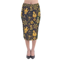 Christmas Background Velvet Midi Pencil Skirt