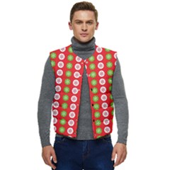 Festive Pattern Christmas Holiday Men s Button Up Puffer Vest	 by Pakjumat