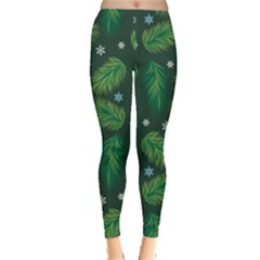 Leaves Snowflake Pattern Holiday Everyday Leggings  by Pakjumat