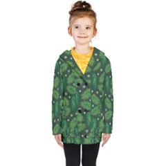 Leaves Snowflake Pattern Holiday Kids  Double Breasted Button Coat by Pakjumat
